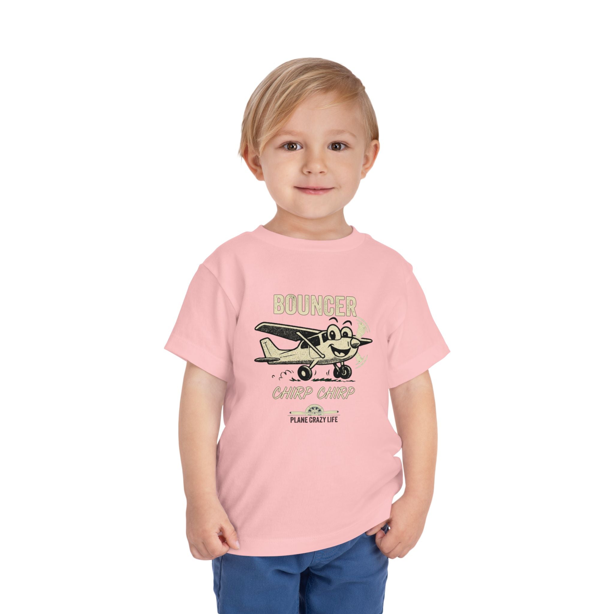 Bouncer Plane Toddler Tee — 'Chirp Chirp' Vintage Airplane Kids Shirt