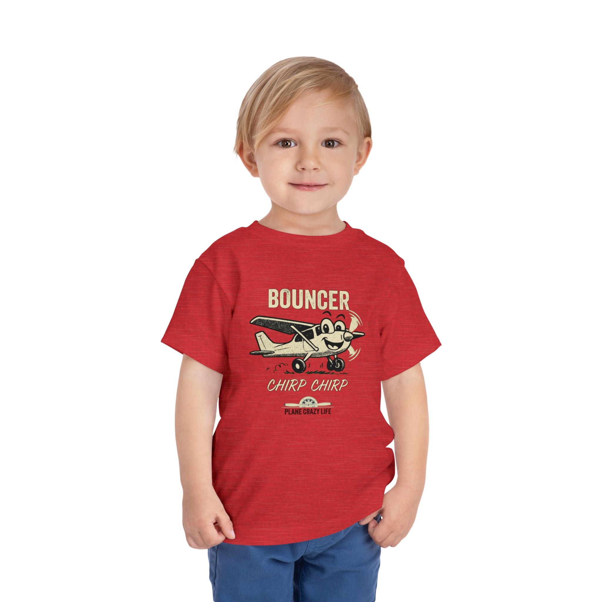 Bouncer Plane Toddler Tee — 'Chirp Chirp' Vintage Airplane Kids Shirt