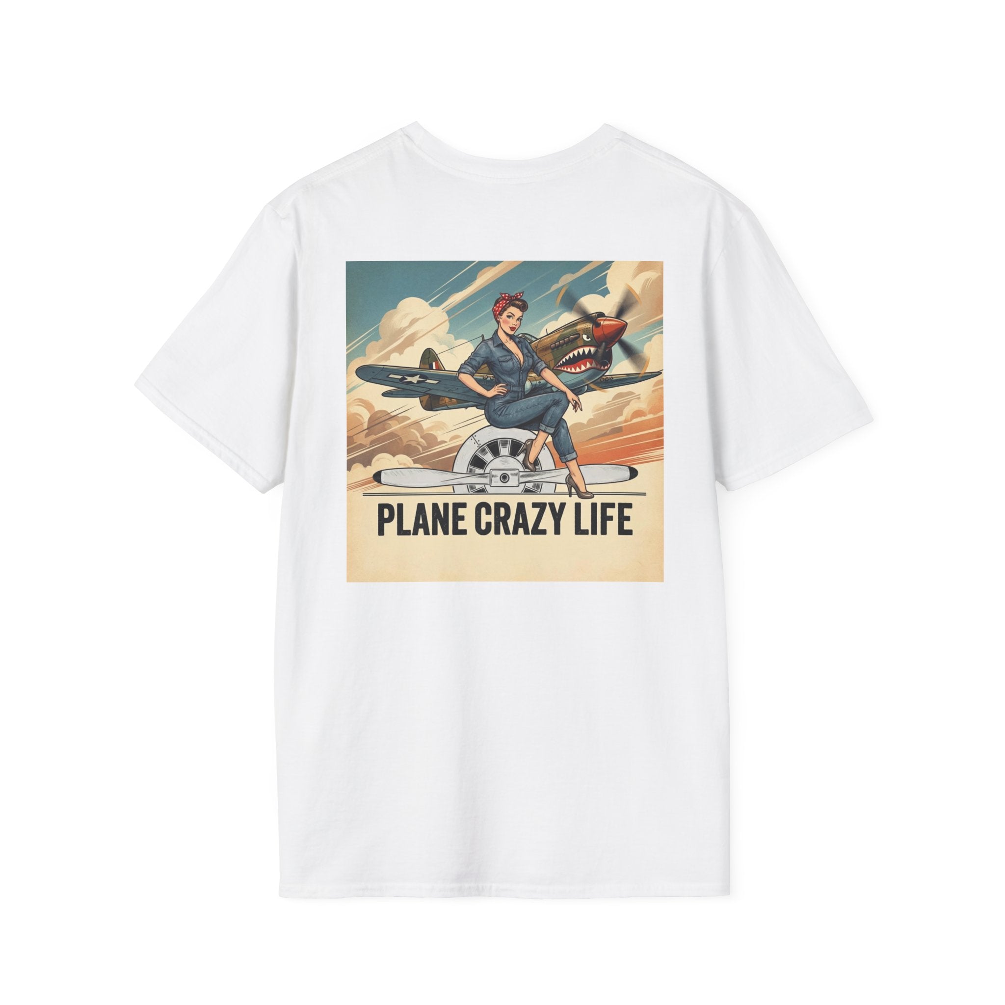 Pinup T-Shirt — “Plane Crazy Life” Vintage Aviation Graphic