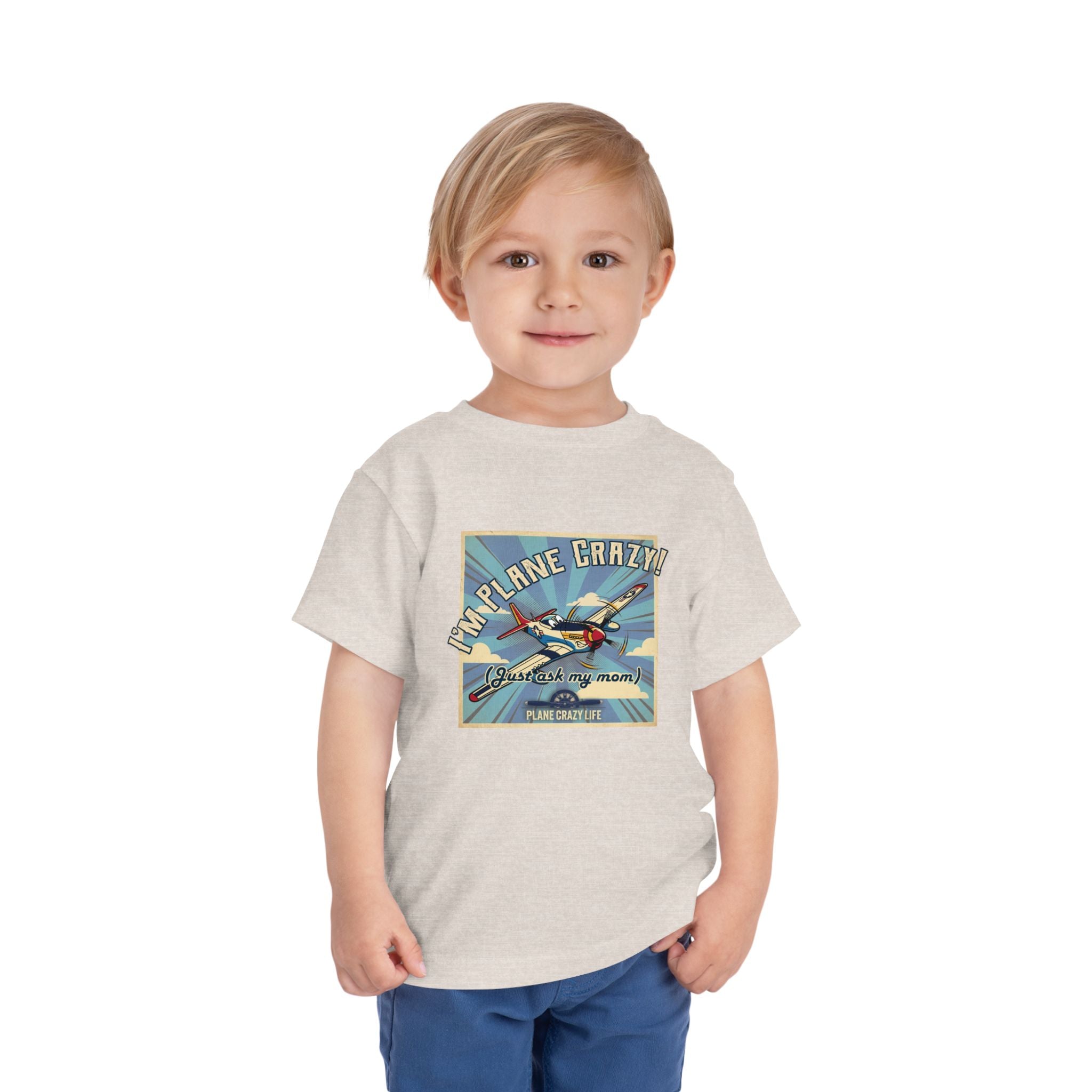 Toddler Plane Crazy Tee — 'I'm Plane Crazy! (Just Ask My Mom)' Vintage Airplane Shirt