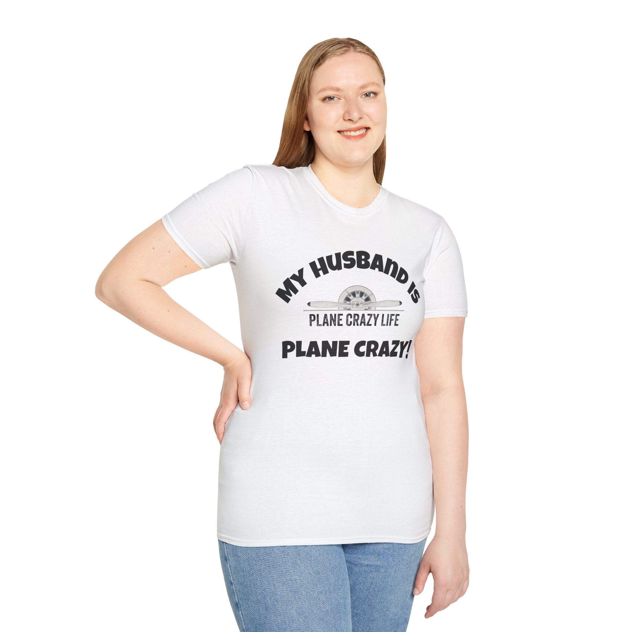 My Husband Is Plane Crazy T-Shirt — Funny Pilot Aviation Gift