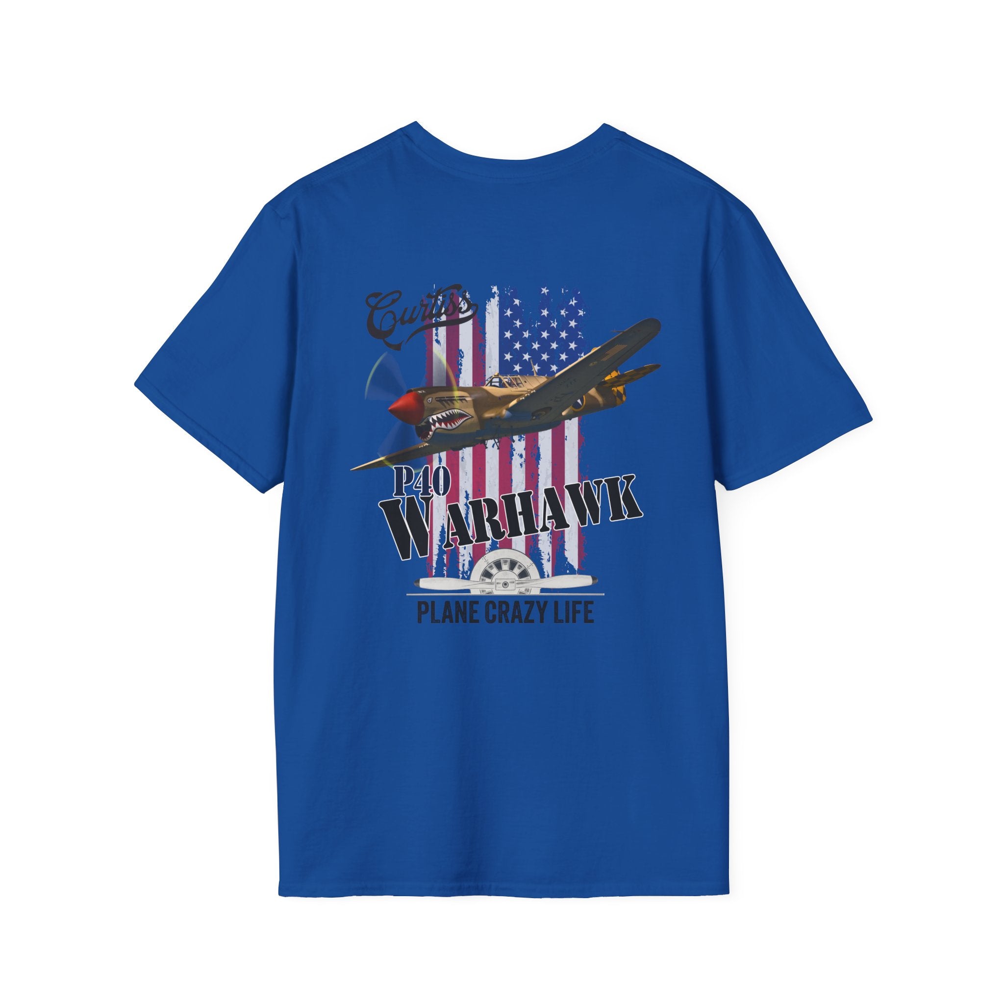 P-40 Warhawk Fighter Plane T-Shirt — “Plane Crazy Life” Vintage Aviation Graphic