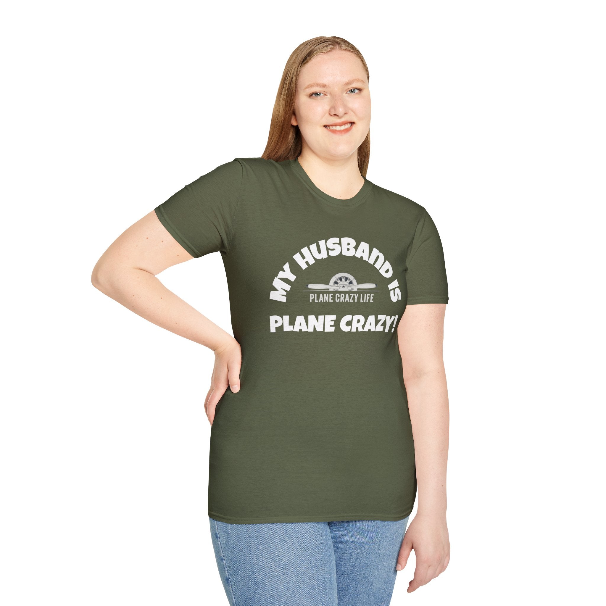 My Husband Is Plane Crazy T-Shirt — Funny Pilot Aviation Gift