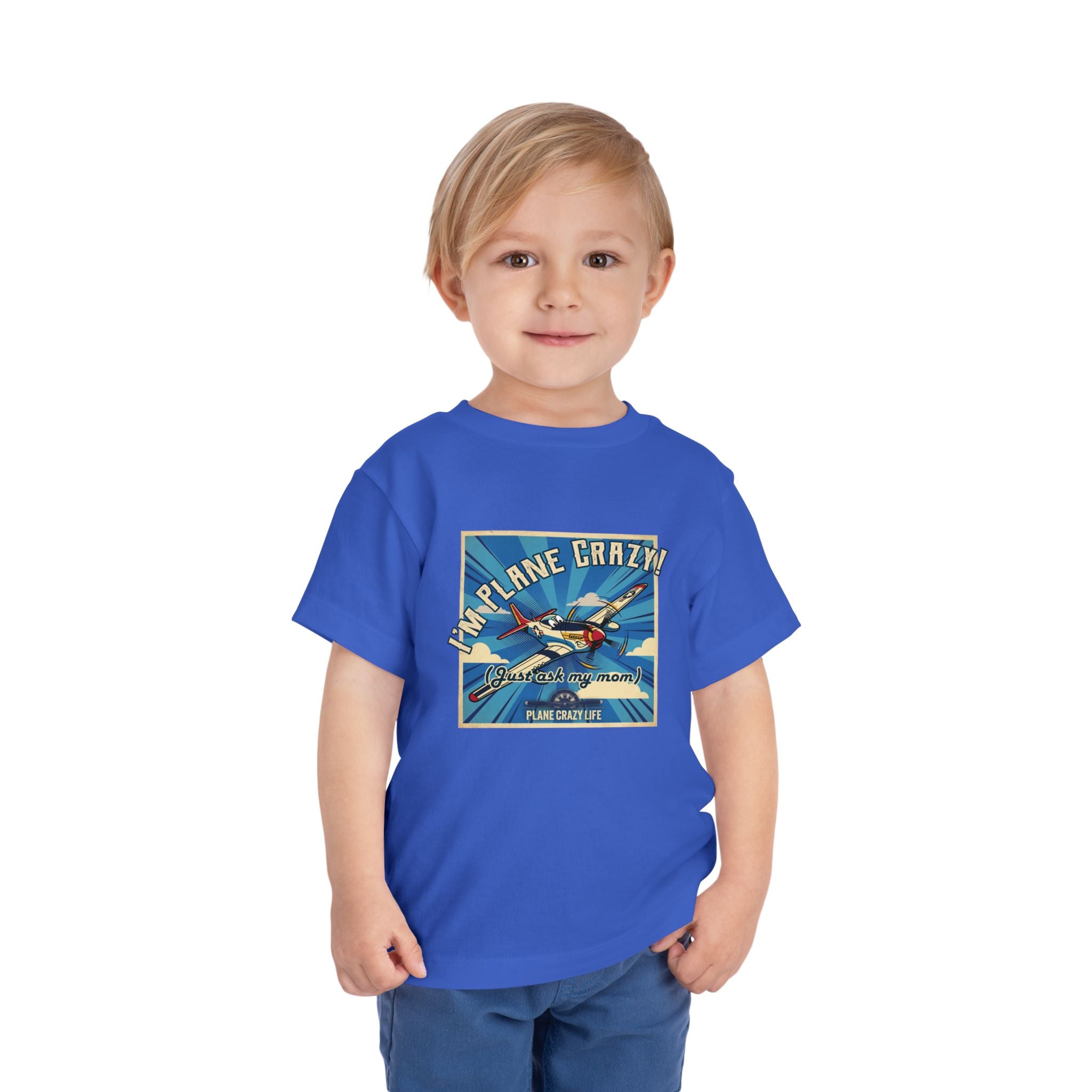 Toddler Plane Crazy Tee — 'I'm Plane Crazy! (Just Ask My Mom)' Vintage Airplane Shirt