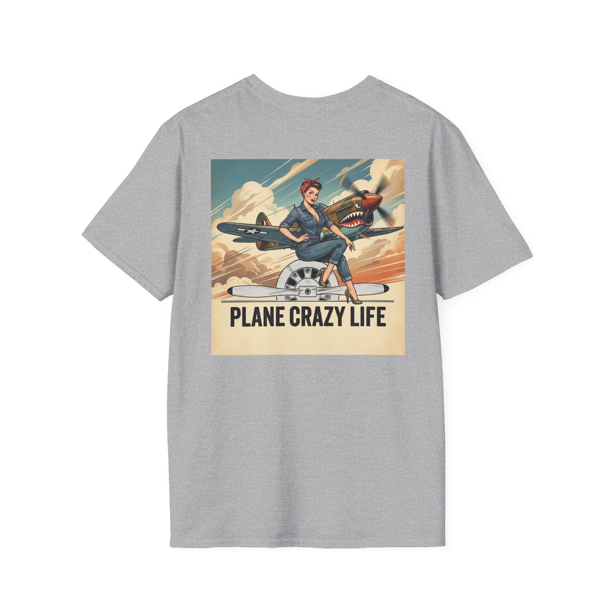 Pinup T-Shirt — “Plane Crazy Life” Vintage Aviation Graphic