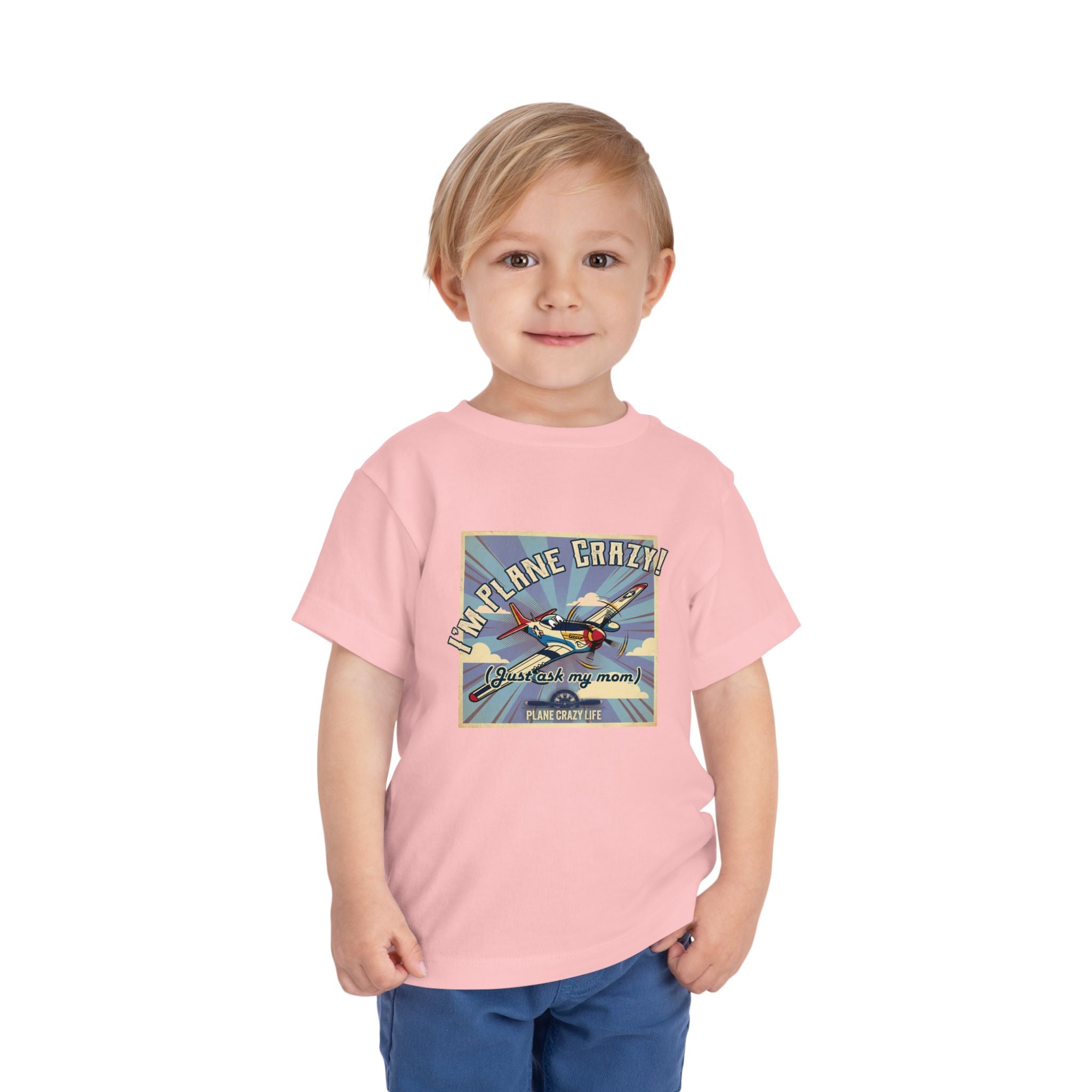 Toddler Plane Crazy Tee — 'I'm Plane Crazy! (Just Ask My Mom)' Vintage Airplane Shirt