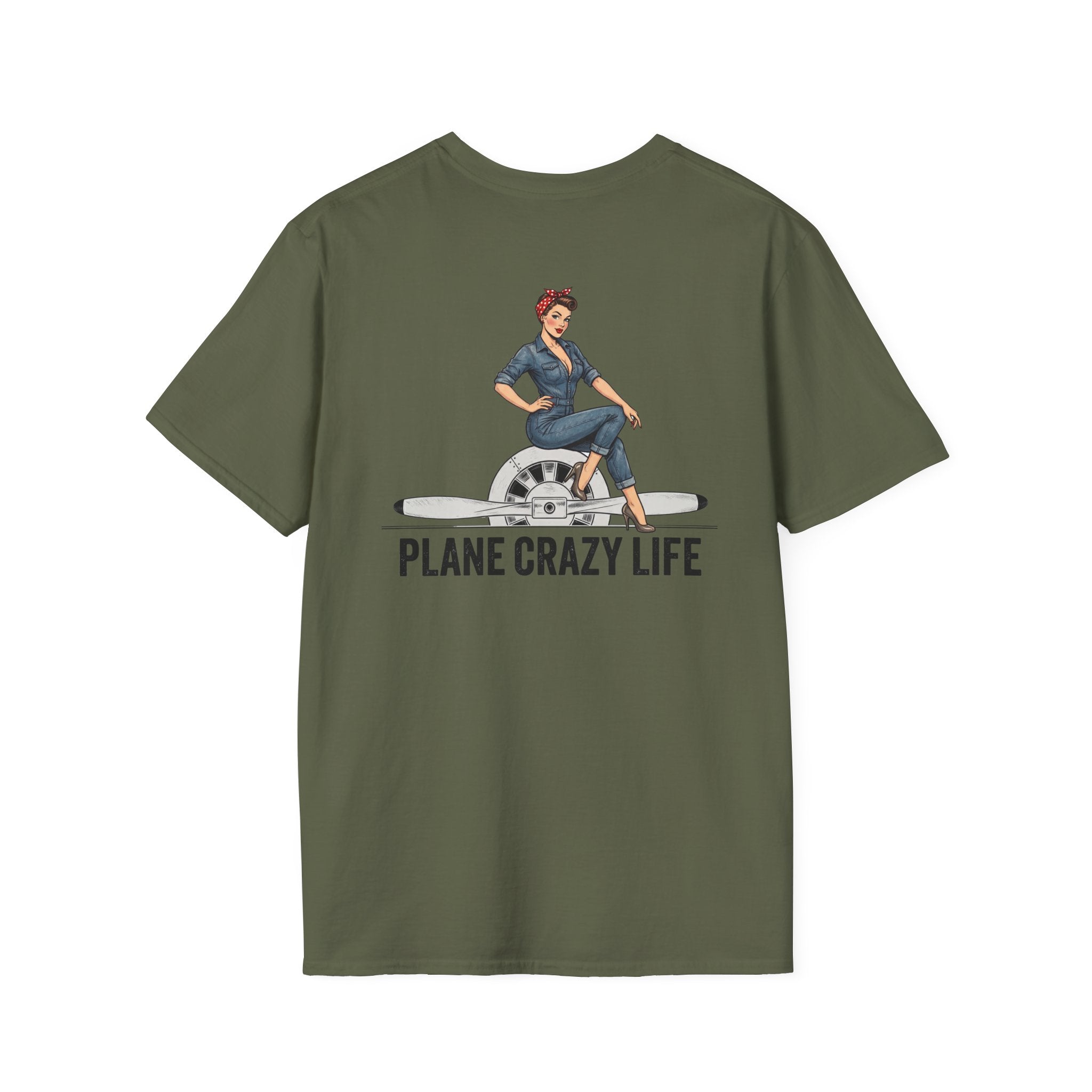Pinup T-Shirt — “Plane Crazy Life” Vintage Aviation Graphic