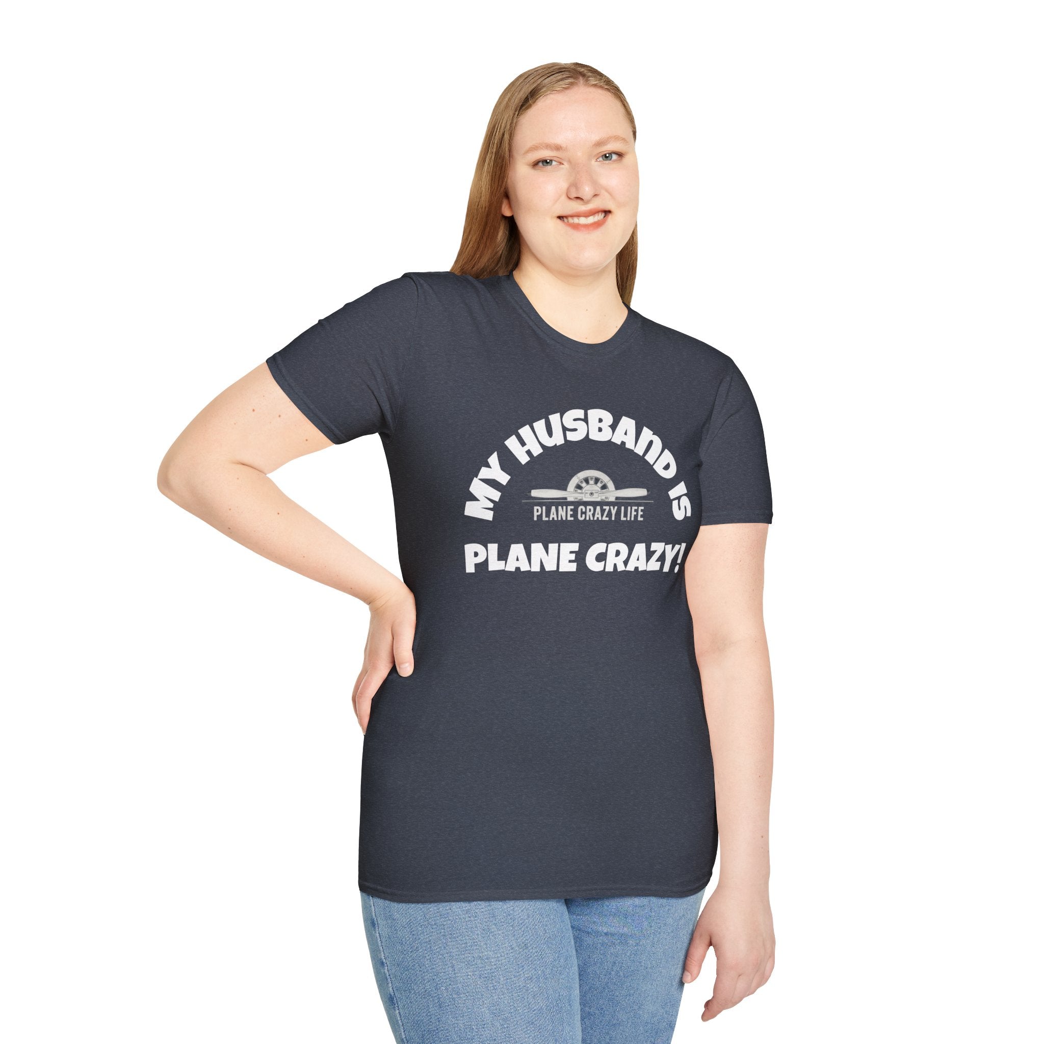My Husband Is Plane Crazy T-Shirt — Funny Pilot Aviation Gift