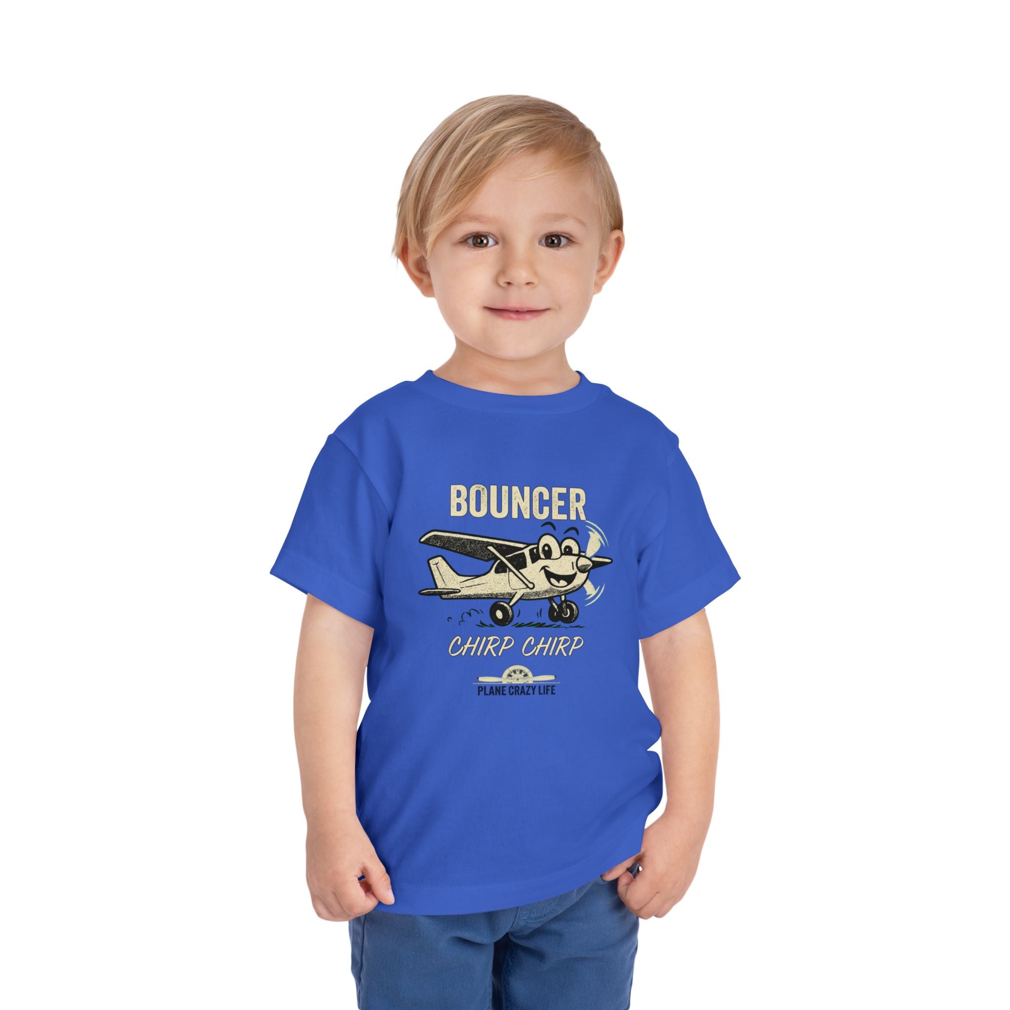 Bouncer Plane Toddler Tee — 'Chirp Chirp' Vintage Airplane Kids Shirt
