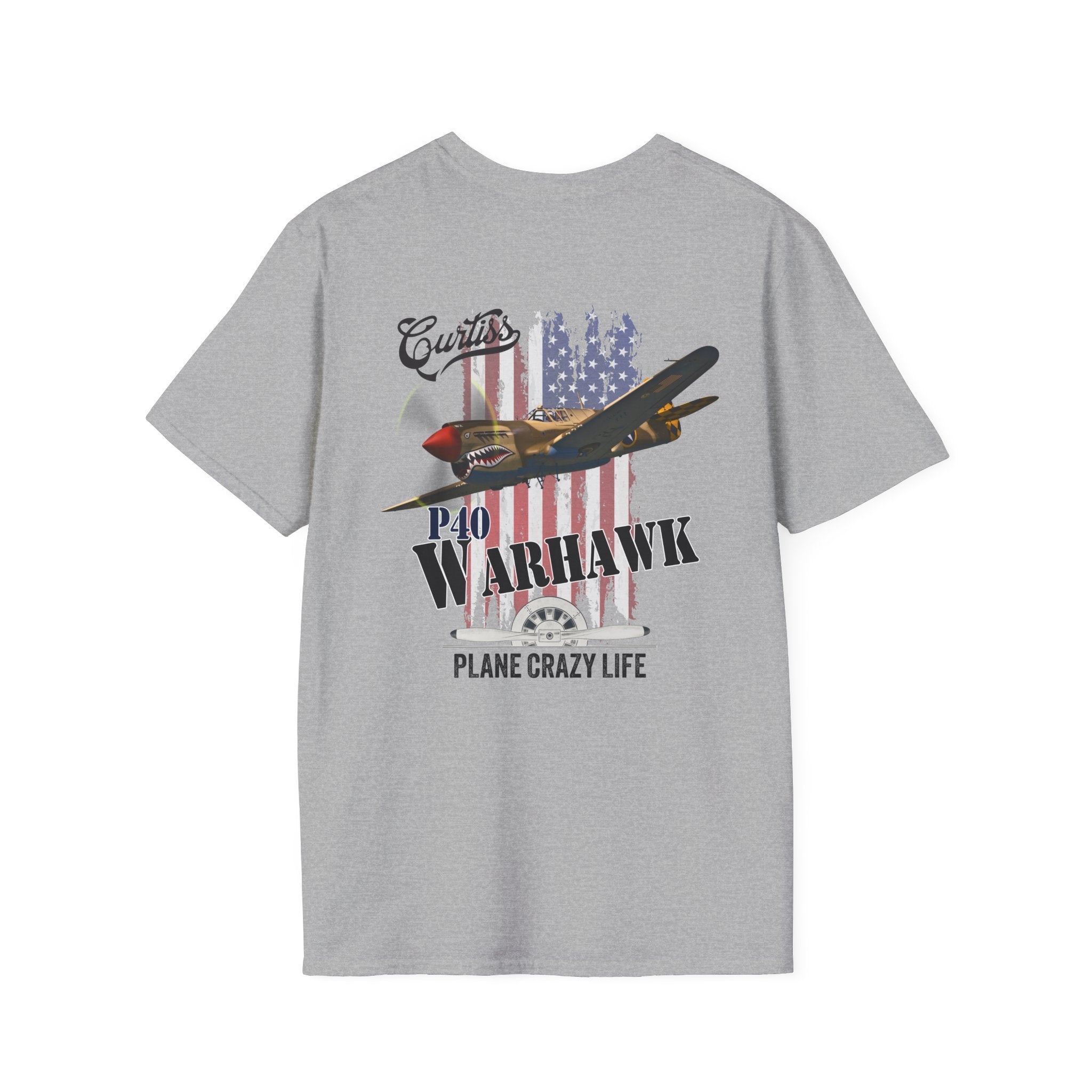 P-40 Warhawk Fighter Plane T-Shirt — “Plane Crazy Life” Vintage Aviation Graphic