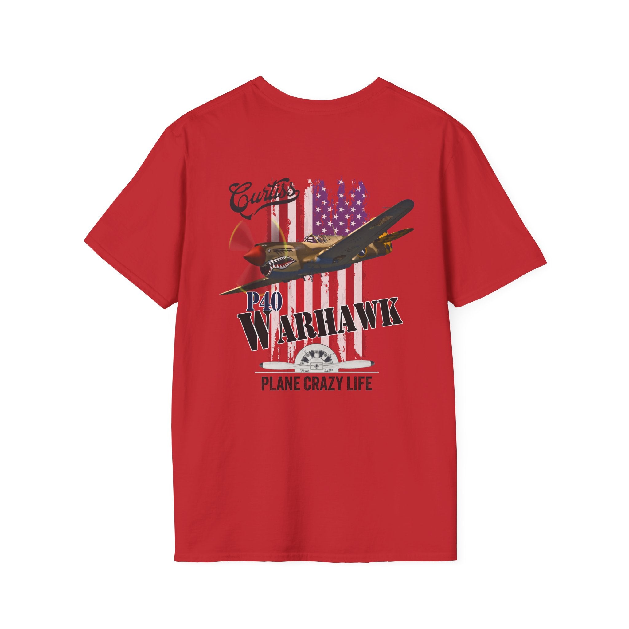 P-40 Warhawk Fighter Plane T-Shirt — “Plane Crazy Life” Vintage Aviation Graphic