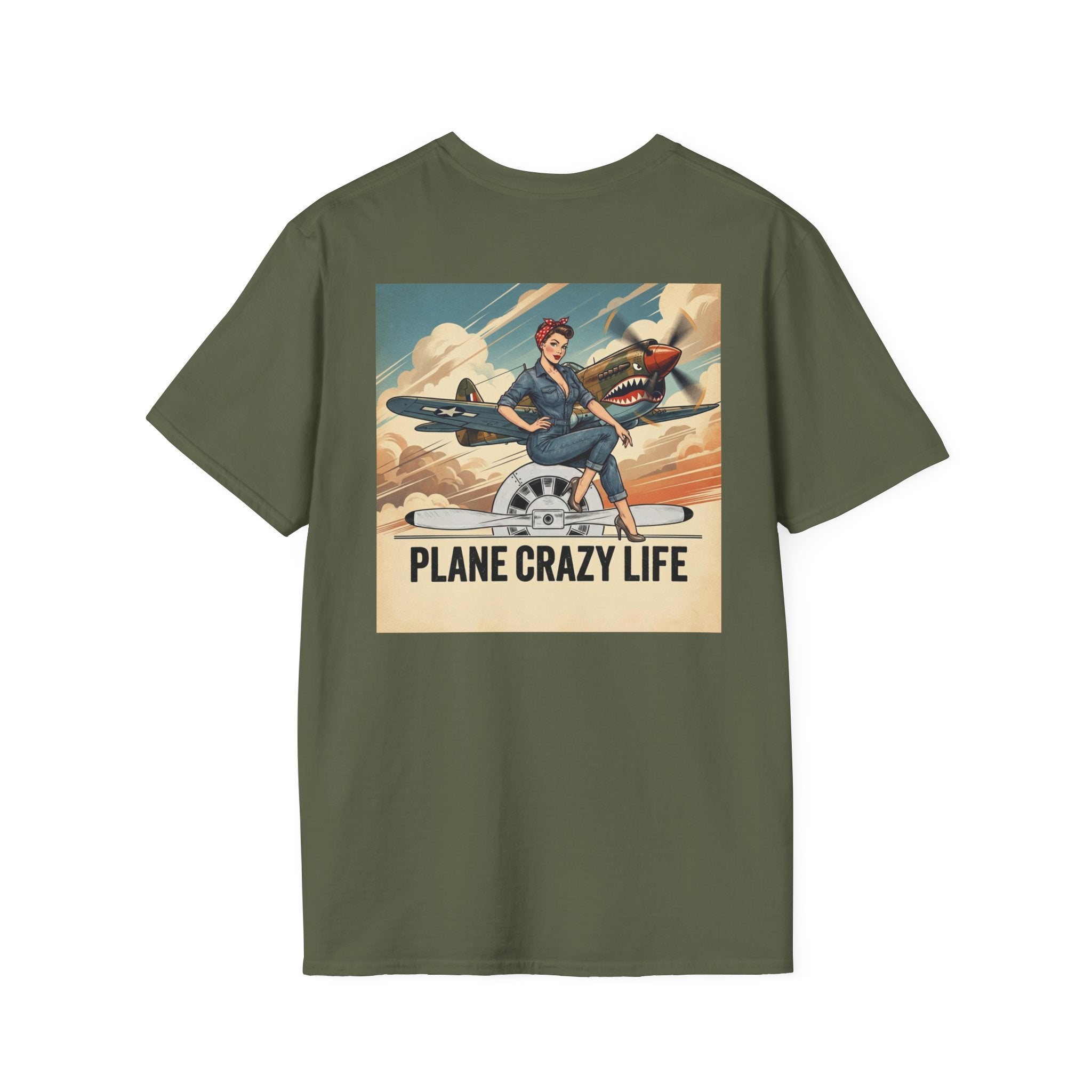 Pinup T-Shirt — “Plane Crazy Life” Vintage Aviation Graphic
