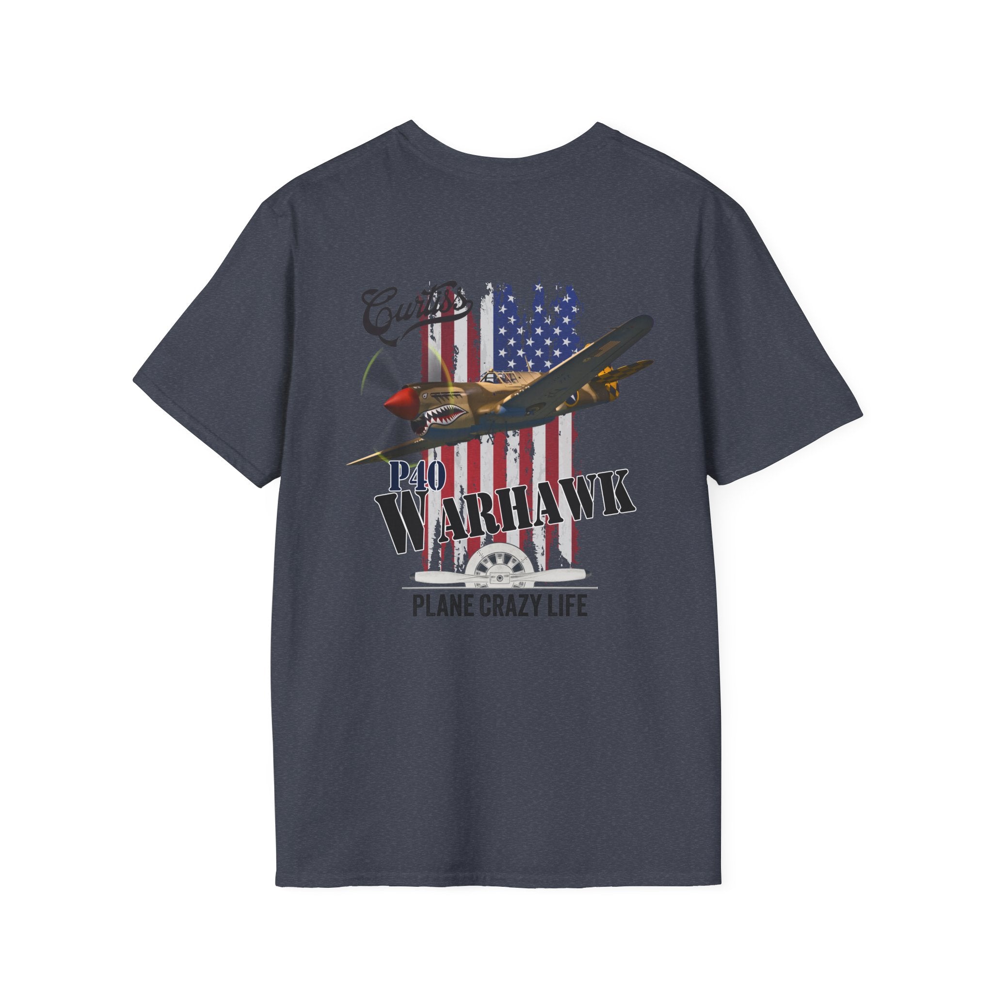 P-40 Warhawk Fighter Plane T-Shirt — “Plane Crazy Life” Vintage Aviation Graphic