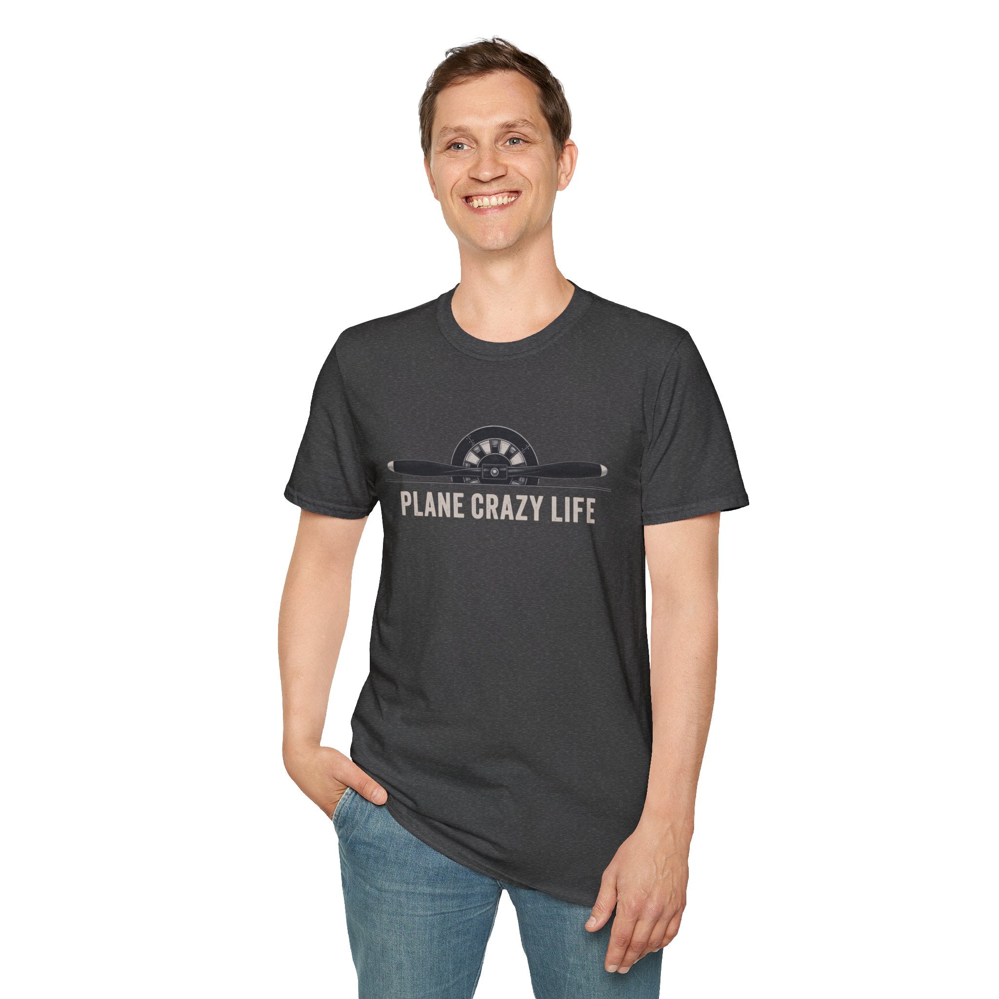 Aviation T-Shirt — "Plane Crazy Life" Pilot Graphic Tee