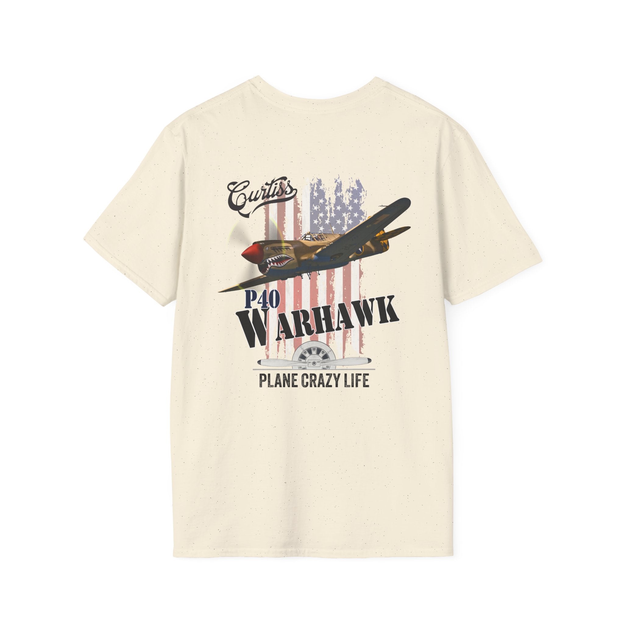 P-40 Warhawk Fighter Plane T-Shirt — “Plane Crazy Life” Vintage Aviation Graphic