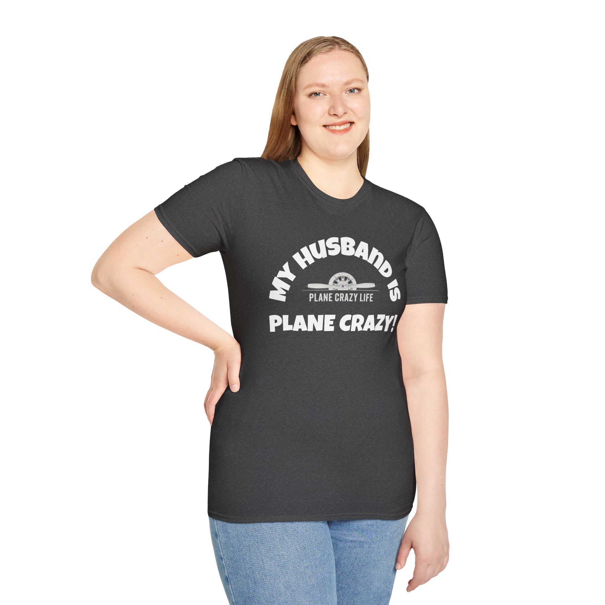 My Husband Is Plane Crazy T-Shirt — Funny Pilot Aviation Gift