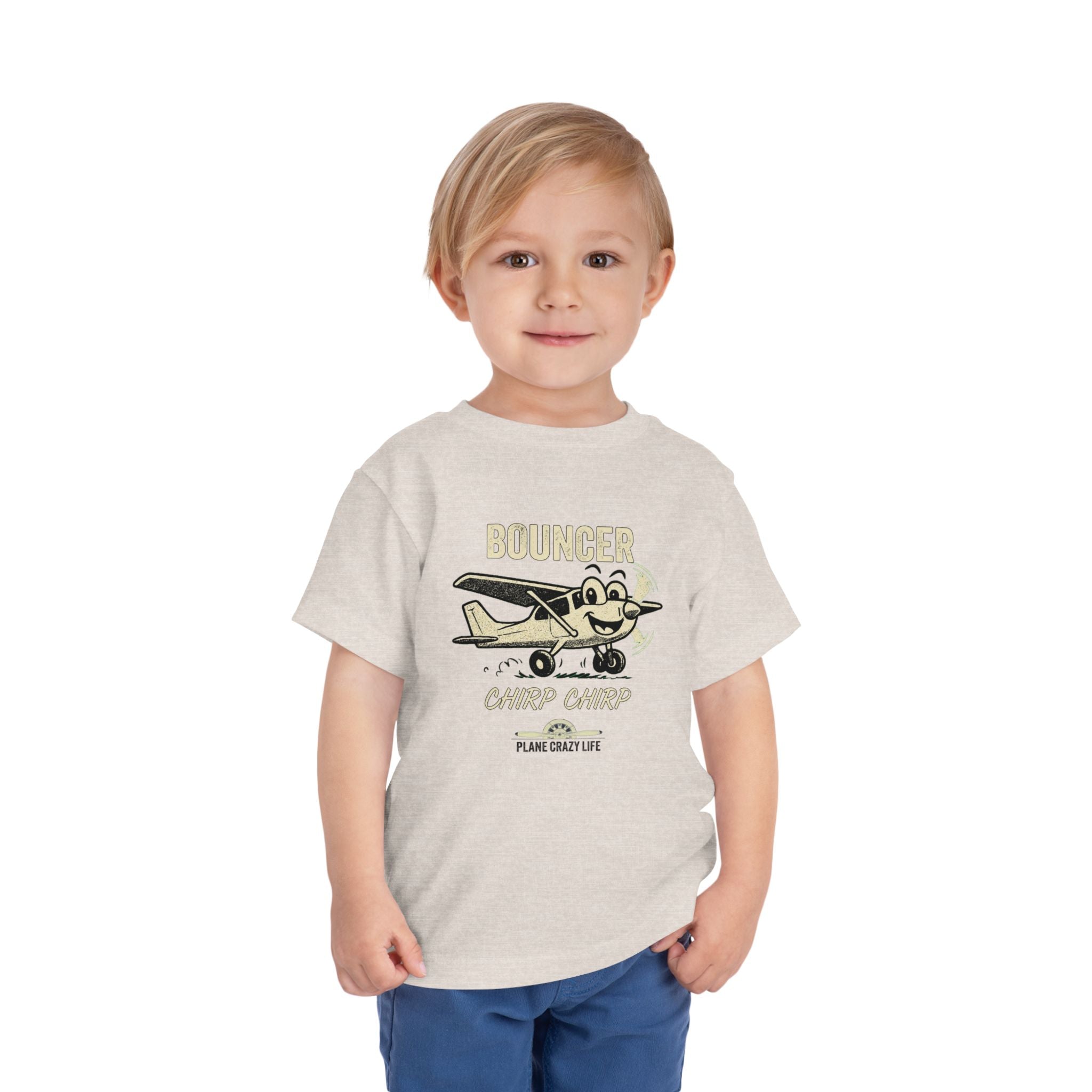 Bouncer Plane Toddler Tee — 'Chirp Chirp' Vintage Airplane Kids Shirt