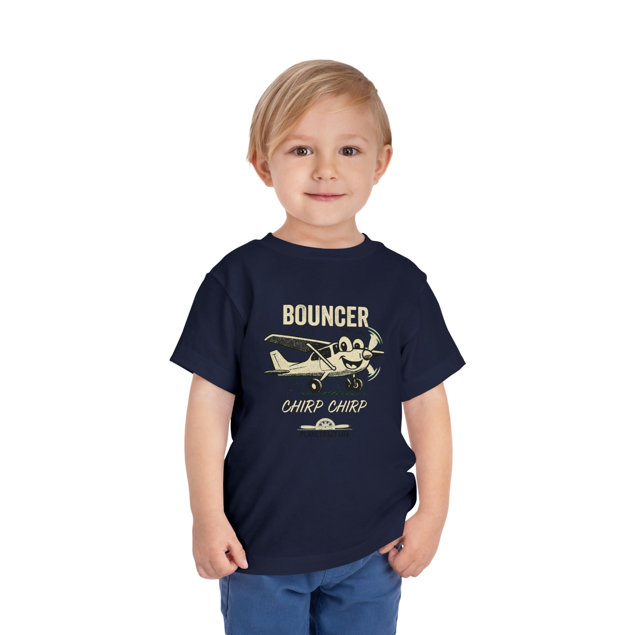 Bouncer Plane Toddler Tee — 'Chirp Chirp' Vintage Airplane Kids Shirt