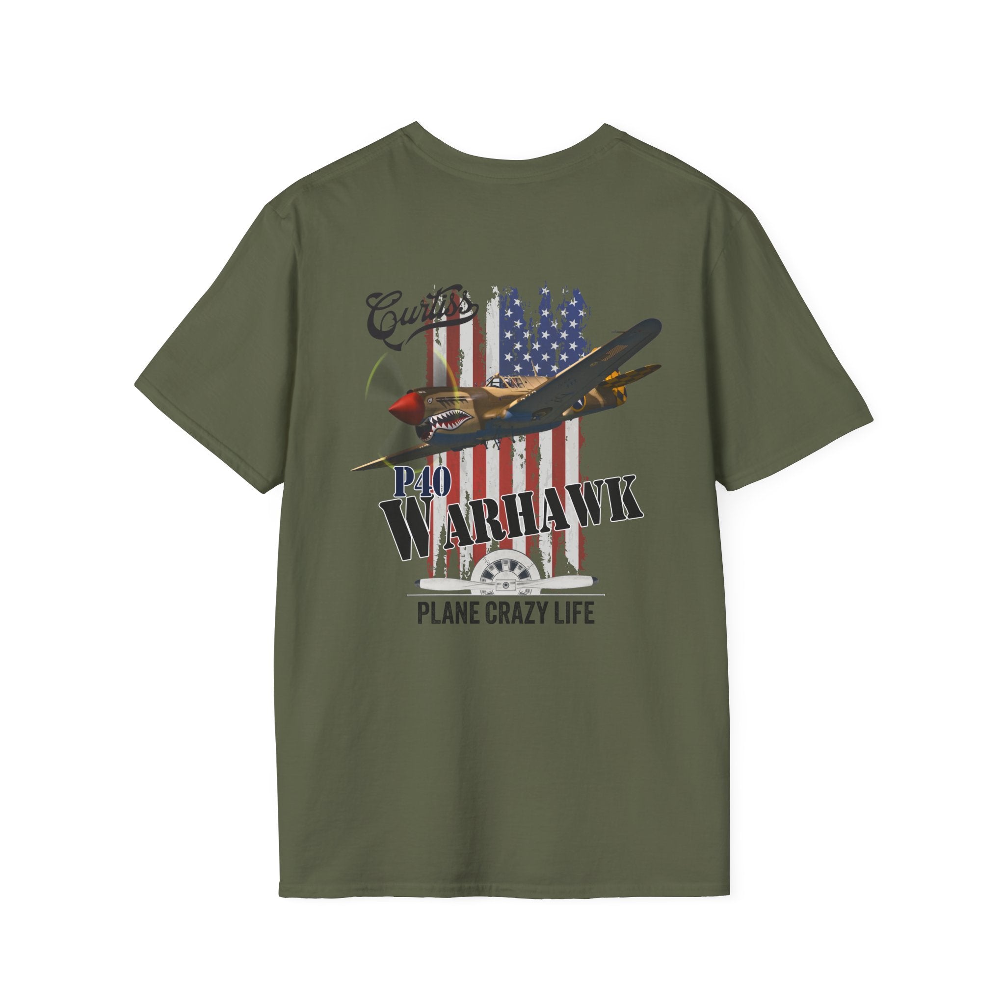 P-40 Warhawk Fighter Plane T-Shirt — “Plane Crazy Life” Vintage Aviation Graphic