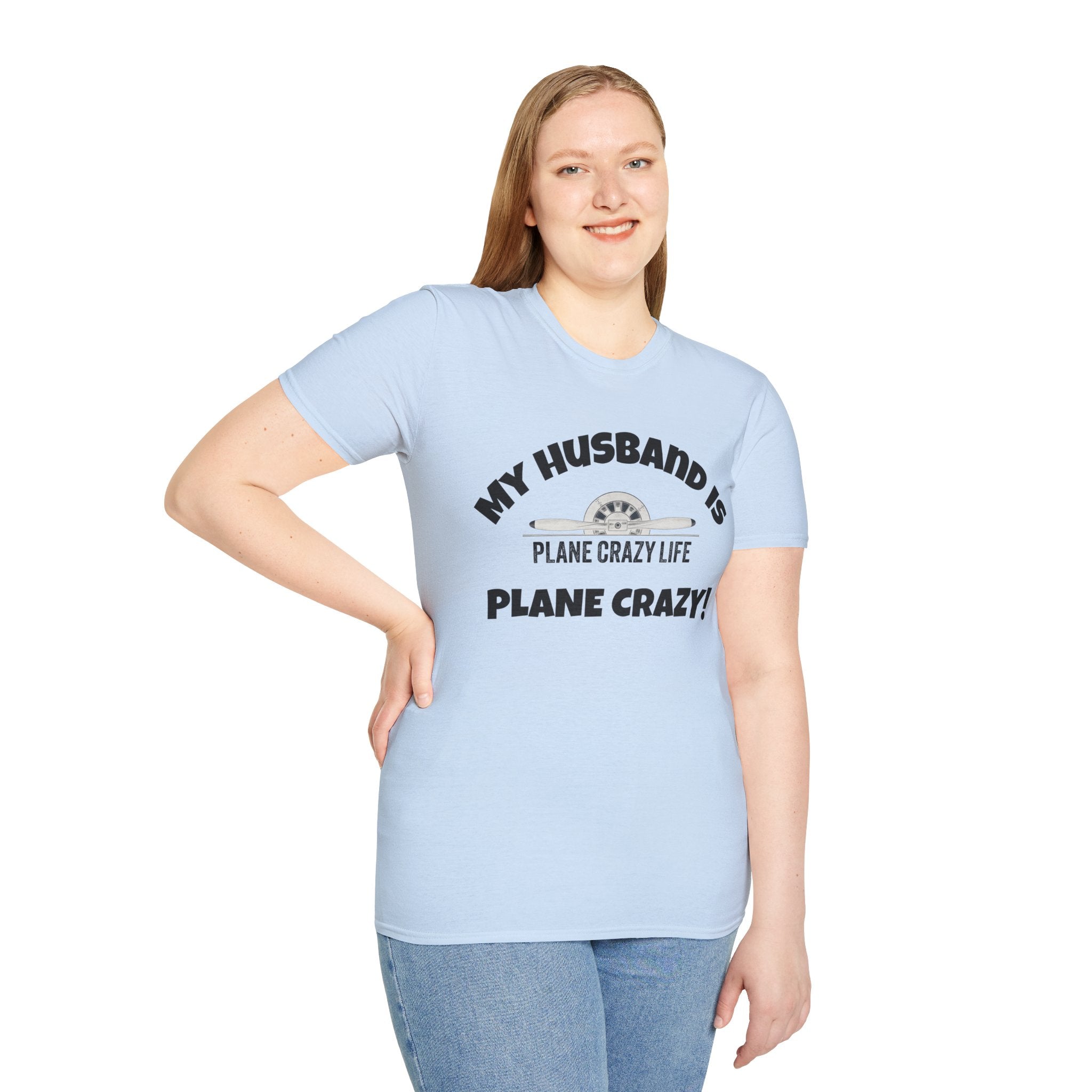 My Husband Is Plane Crazy T-Shirt — Funny Pilot Aviation Gift