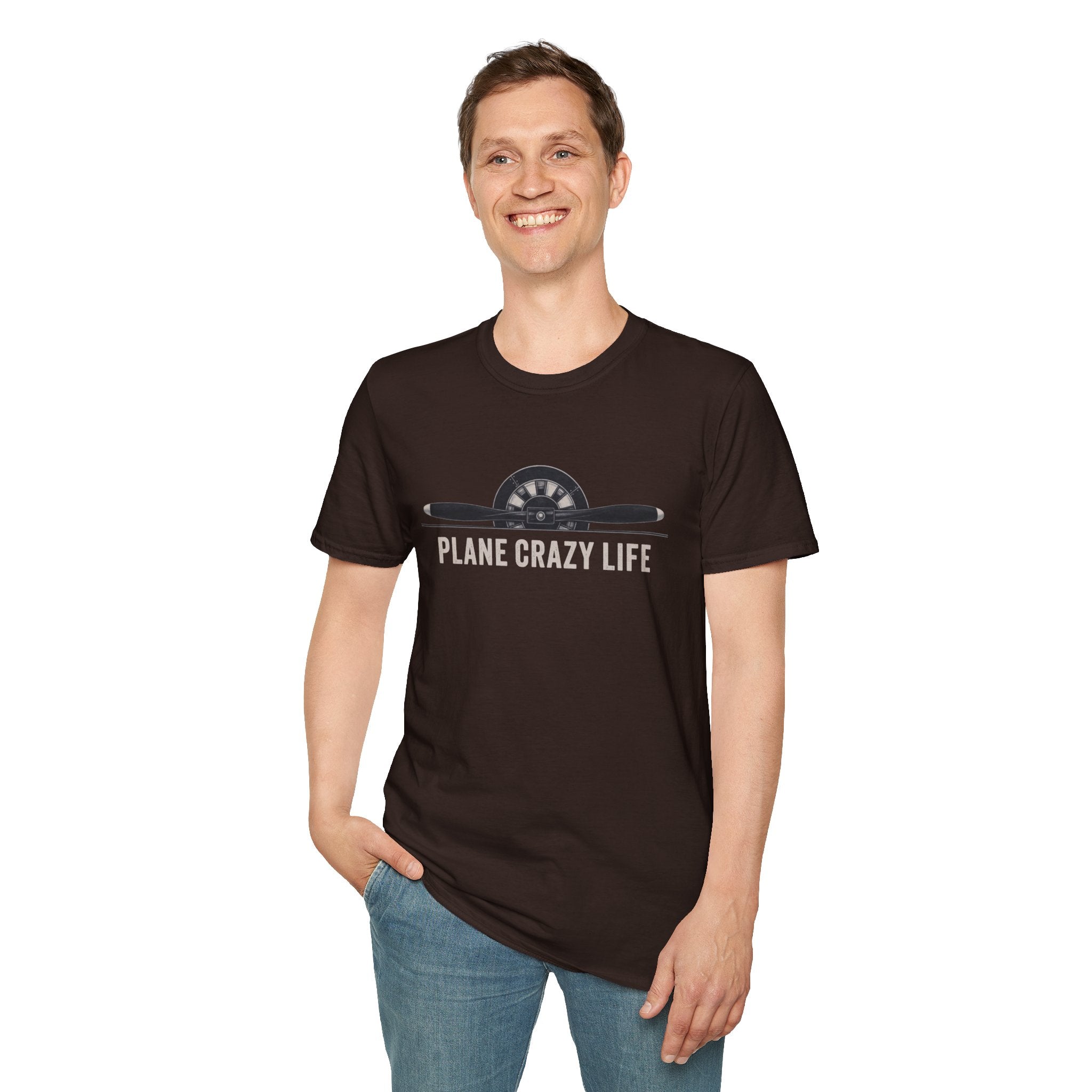 Aviation T-Shirt — "Plane Crazy Life" Pilot Graphic Tee