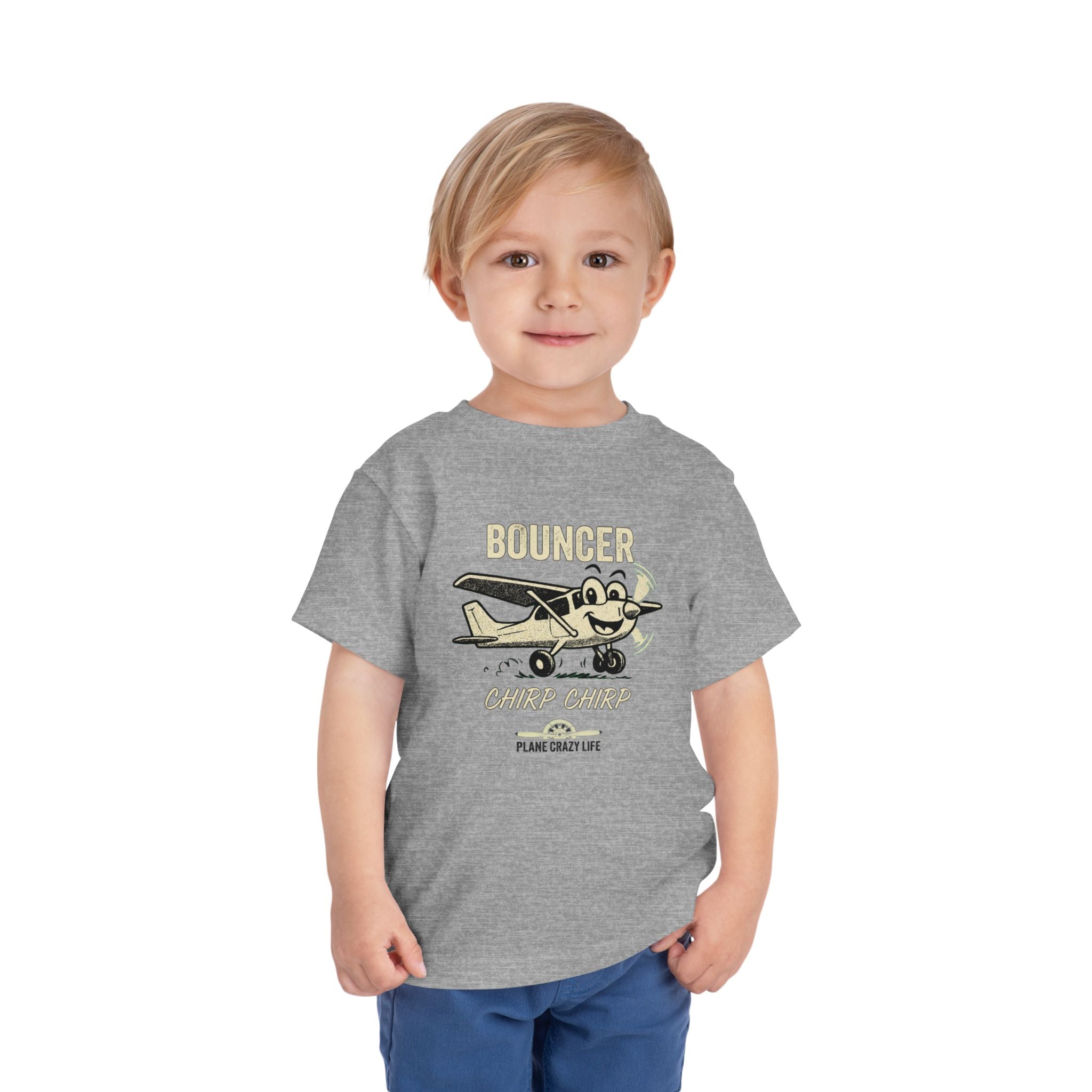 Bouncer Plane Toddler Tee — 'Chirp Chirp' Vintage Airplane Kids Shirt