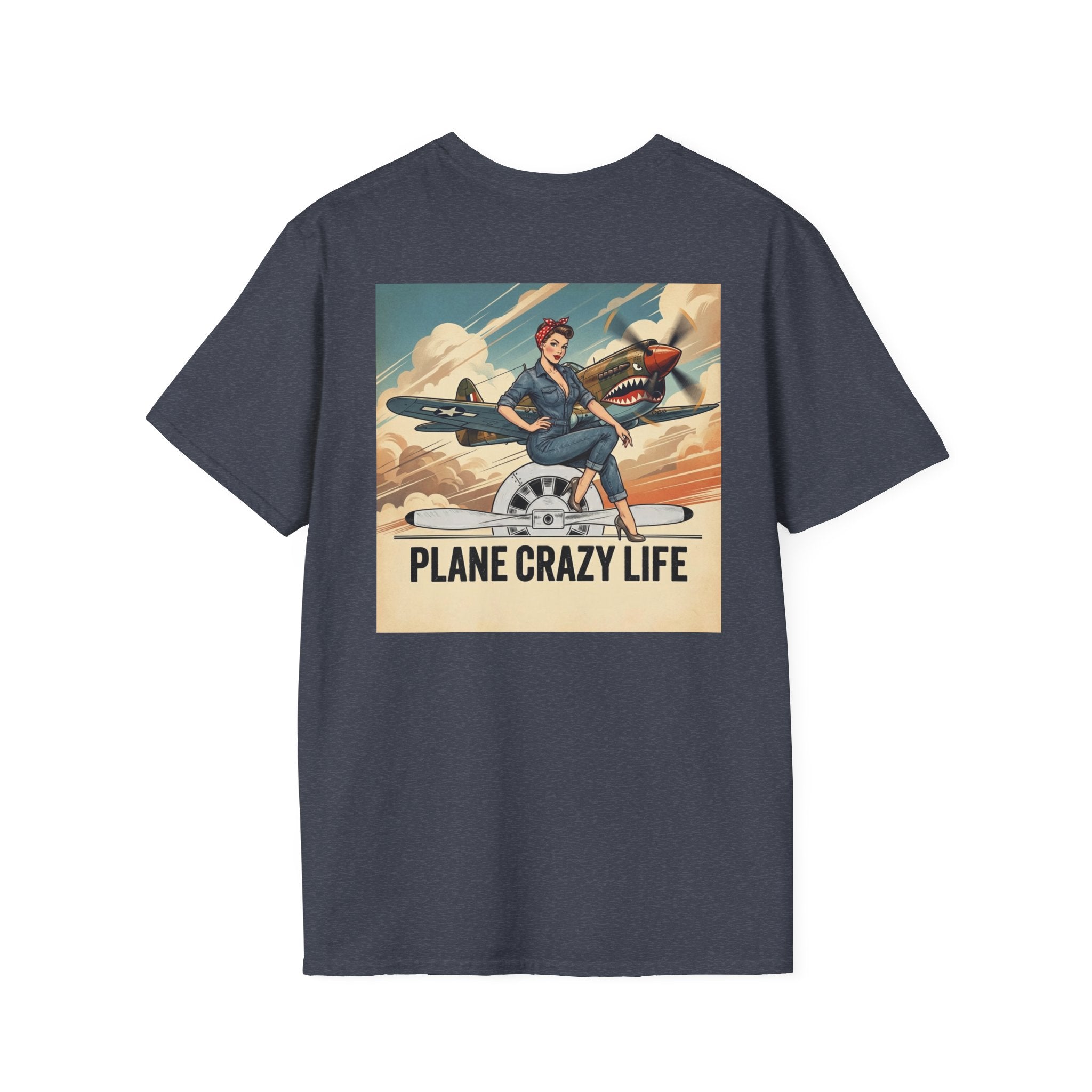 Pinup T-Shirt — “Plane Crazy Life” Vintage Aviation Graphic