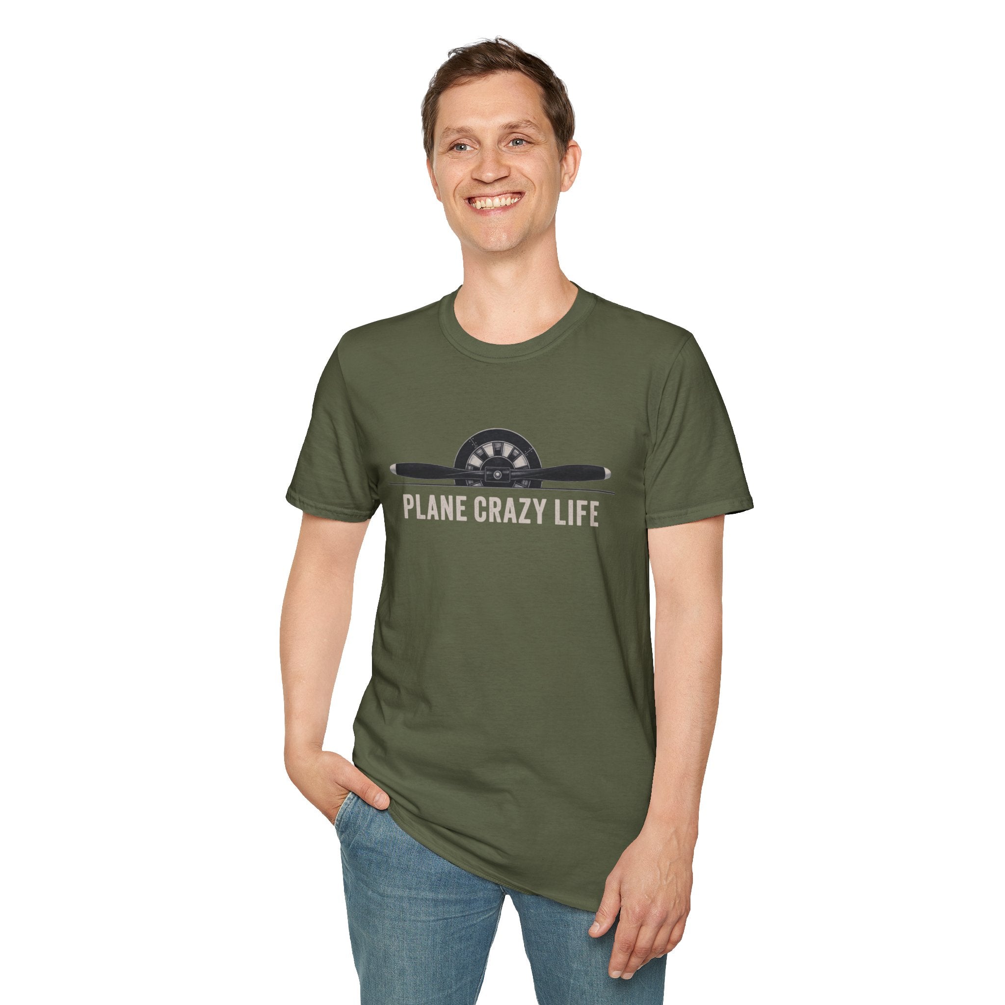 Aviation T-Shirt — "Plane Crazy Life" Pilot Graphic Tee