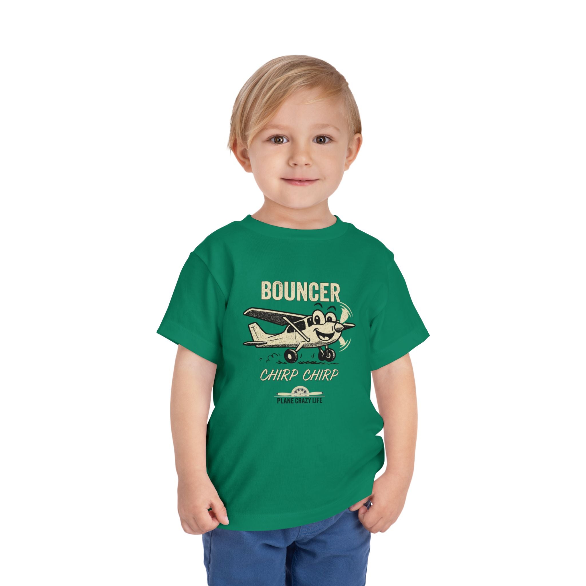 Bouncer Plane Toddler Tee — 'Chirp Chirp' Vintage Airplane Kids Shirt