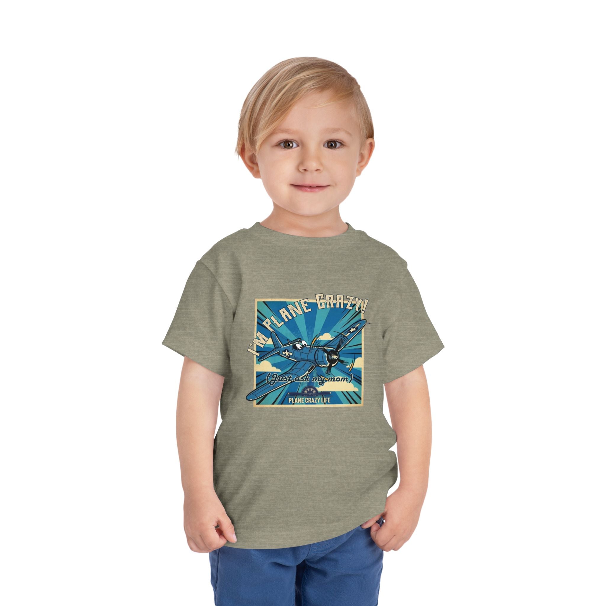 Corsair Toddler Plane Crazy Tee — 'I'm Plane Crazy! (Just Ask My Mom)' Vintage Airplane Shirt