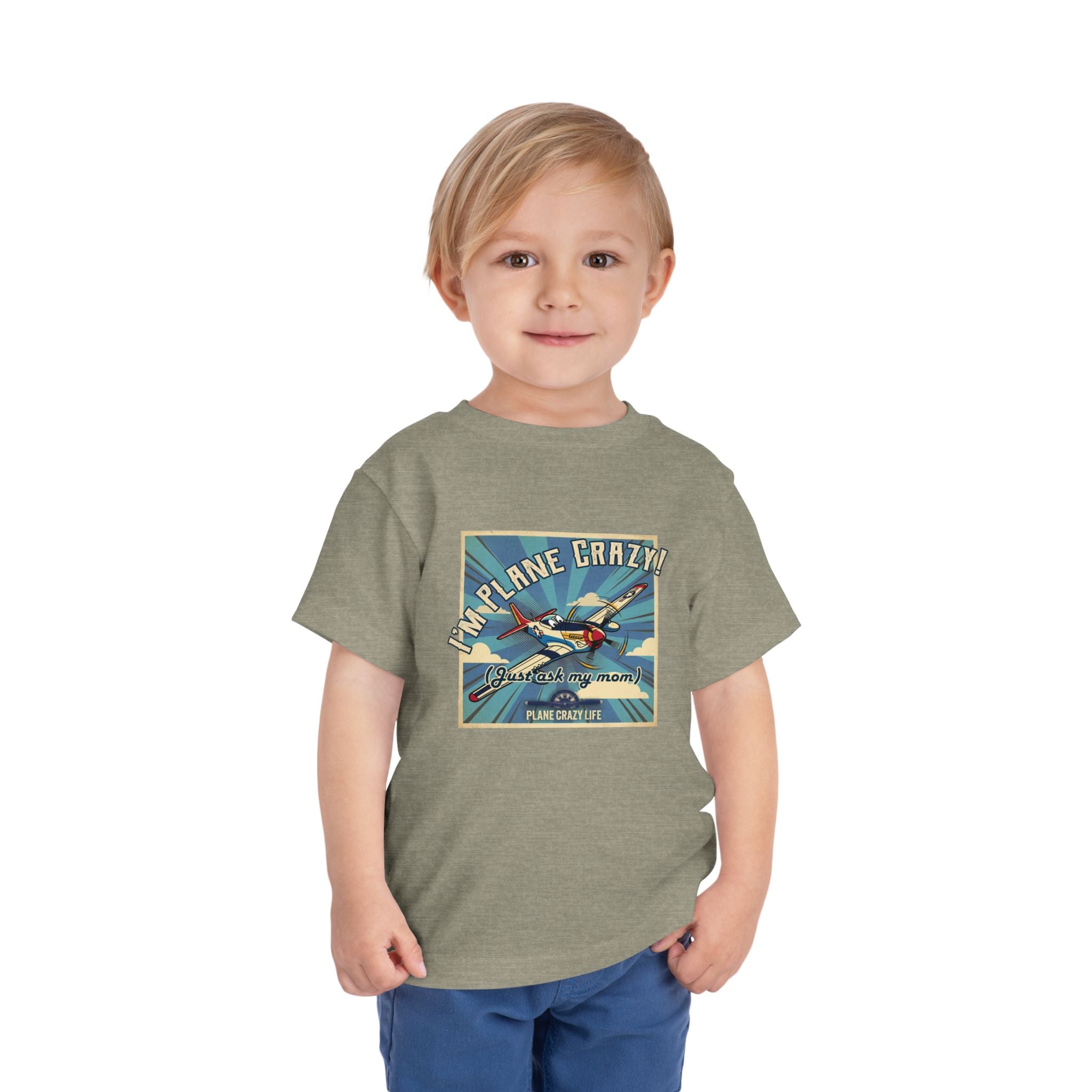 Toddler Plane Crazy Tee — 'I'm Plane Crazy! (Just Ask My Mom)' Vintage Airplane Shirt