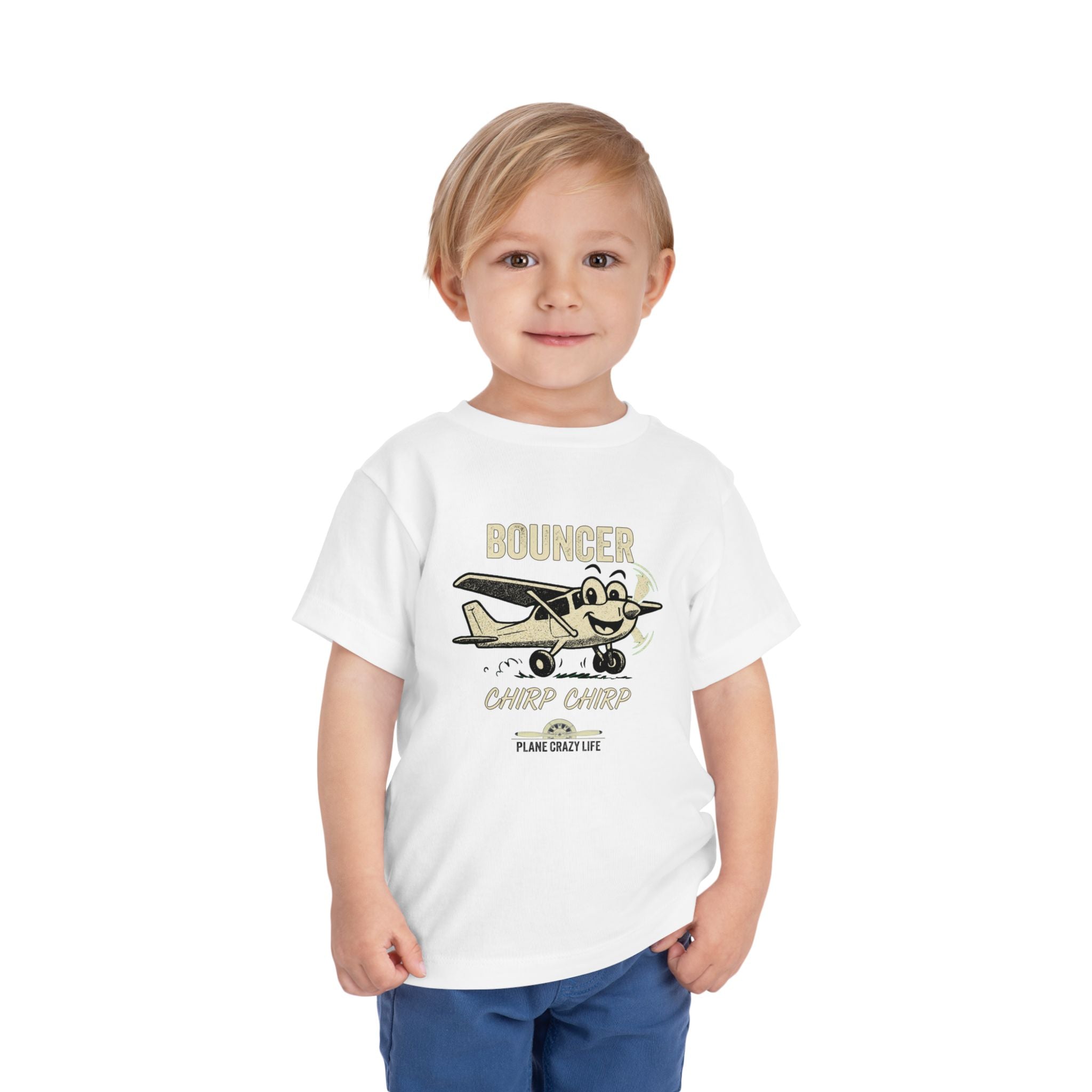 Bouncer Plane Toddler Tee — 'Chirp Chirp' Vintage Airplane Kids Shirt