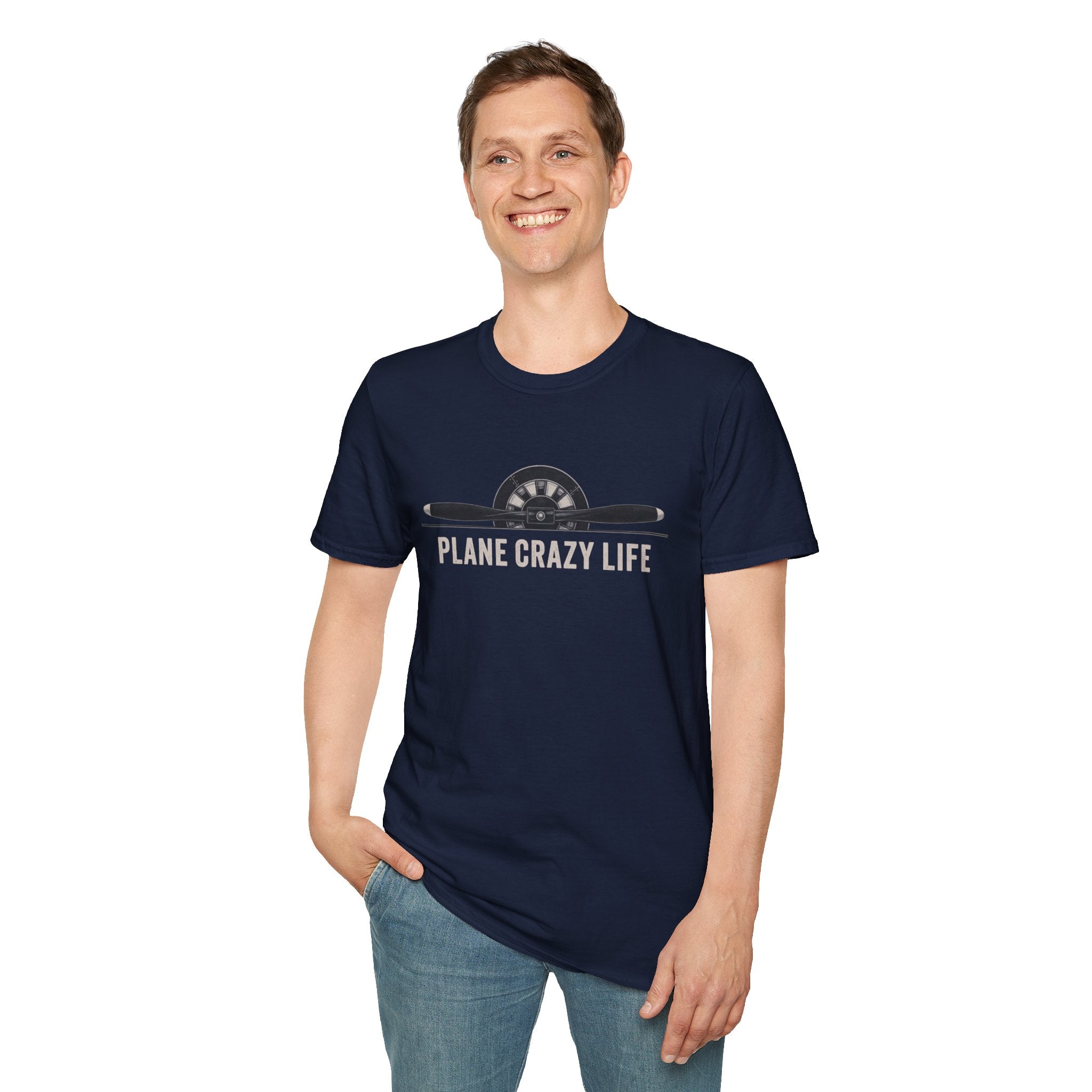 Aviation T-Shirt — "Plane Crazy Life" Pilot Graphic Tee